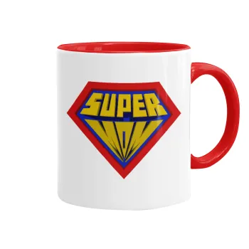 Super Mom 3D, Mug colored red, ceramic, 330ml