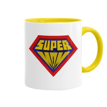 Super Mom 3D, Κούπα χρωματιστή κίτρινη, κεραμική, 330ml