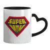 Mug heart black handle, ceramic, 330ml