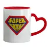 Mug heart red handle, ceramic, 330ml