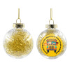 Transparent Christmas tree ball ornament with gold filling 8cm