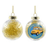 Transparent Christmas tree ball ornament with gold filling 8cm