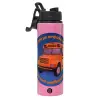 Metallic water bottle with safety lid, 850ml aluminum