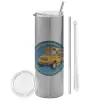 Tumbler stainless steel Silver 600ml, with metal straw & cleaning brush