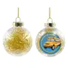 Transparent Christmas tree ball ornament with gold filling 8cm