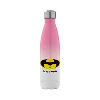 Buttman, Metal mug thermos Pink/White (Stainless steel), double wall, 500ml