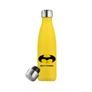 Buttman, Μεταλλικό παγούρι θερμός Κίτρινος (Stainless steel), διπλού τοιχώματος, 500ml