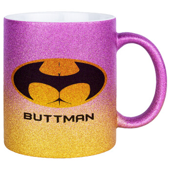 Buttman, Κούπα Χρυσή/Ροζ Glitter, κεραμική, 330ml