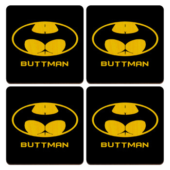 Buttman, ΣΕΤ x4 Σουβέρ ξύλινα τετράγωνα plywood (9cm)