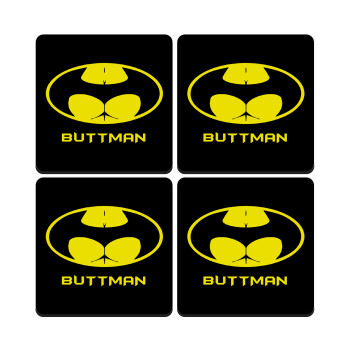 Buttman, ΣΕΤ 4 Σουβέρ ξύλινα τετράγωνα (9cm)