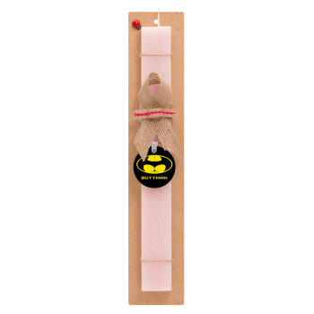Buttman, Easter Set, wooden keychain & scented flat Easter candle (30cm) (PINK)