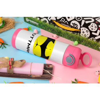 Buttman, Πασχαλινή Λαμπάδα με Παιδικό παγούρι θερμό, ανοξείδωτο, με καλαμάκι ασφαλείας, ΡΟΖ (500ml)