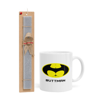 Buttman, Easter Set, Ceramic Cup (330ml) & Easter aromatic flat candle (30cm) (GRAY)