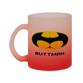 Buttman, Κούπα γυάλινη δίχρωμη με βάση το κόκκινο ματ, 330ml