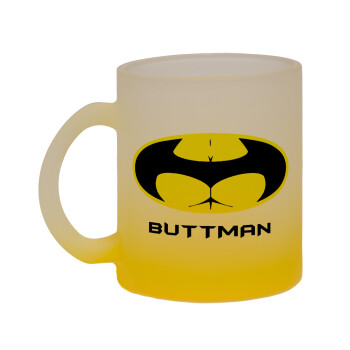 Buttman, Κούπα γυάλινη δίχρωμη με βάση το κίτρινο ματ, 330ml