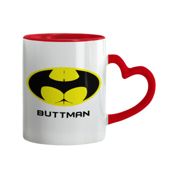 Buttman, Mug heart red handle, ceramic, 330ml