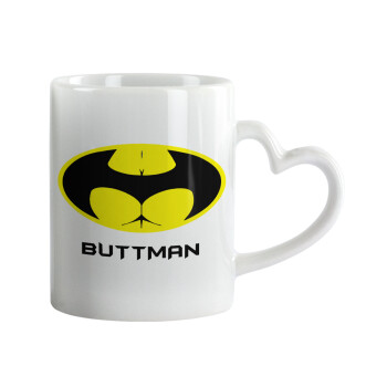 Buttman, Mug heart handle, ceramic, 330ml