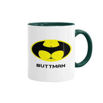 Buttman, Κούπα χρωματιστή πράσινη, κεραμική, 330ml
