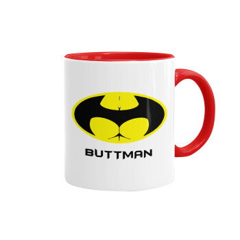 Buttman, Κούπα χρωματιστή κόκκινη, κεραμική, 330ml