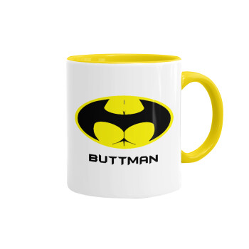 Buttman, Κούπα χρωματιστή κίτρινη, κεραμική, 330ml