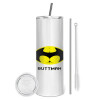 Tumbler stainless steel 600ml, with metal straw & cleaning brush