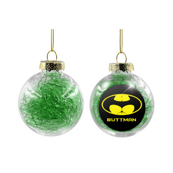 Buttman, Χριστουγεννιάτικη μπάλα δένδρου διάφανη με πράσινο γέμισμα 8cm