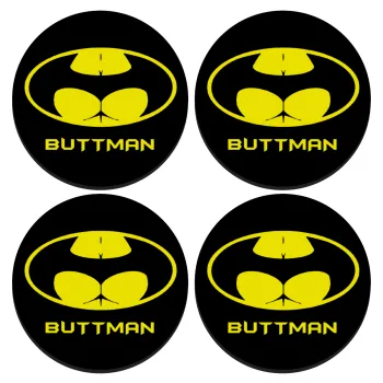 Buttman, ΣΕΤ 4 Σουβέρ ξύλινα στρογγυλά (9cm)