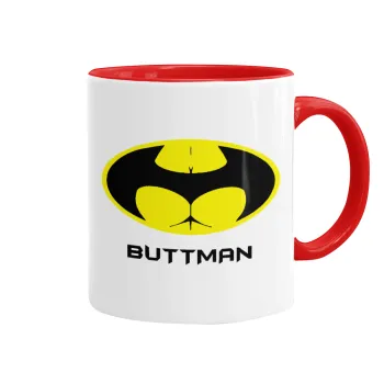 Buttman, Κούπα χρωματιστή κόκκινη, κεραμική, 330ml