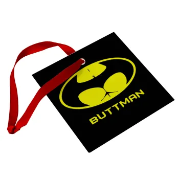 Buttman, Στολίδι Χριστουγεννιάτικο στολίδι γυάλινο τετράγωνο 9x9cm