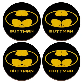 Buttman, ΣΕΤ x4 Σουβέρ ξύλινα στρογγυλά plywood (9cm)