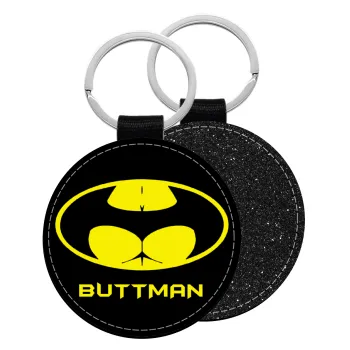 Buttman, Μπρελόκ Δερματίνη, στρογγυλό ΜΑΥΡΟ (5cm)