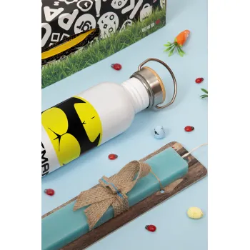 Buttman, Πασχαλινή Λαμπάδα με παγούρι μεταλλικό (620ml, stainless steel) & κερί αρωματικό πλακέ (30cm) (ΤΙΡΚΟΥΑΖ)