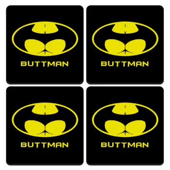 Buttman, ΣΕΤ 4 Σουβέρ ξύλινα τετράγωνα (9cm)