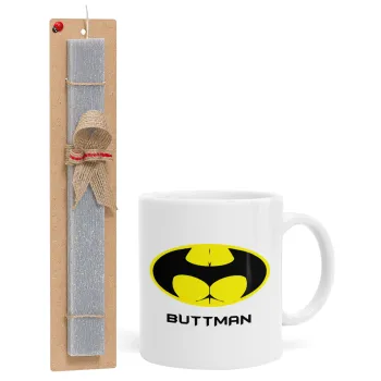 Buttman, Easter Set, Ceramic Cup (330ml) & Easter aromatic flat candle (30cm) (GRAY)