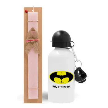 Buttman, Easter Set, metallic aluminum bottle (500ml) & aromatic flat Easter candle (30cm) (PINK)