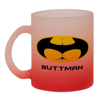 Buttman, Κούπα γυάλινη δίχρωμη με βάση το κόκκινο ματ, 330ml