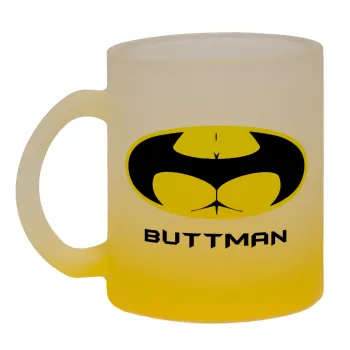 Buttman, Κούπα γυάλινη δίχρωμη με βάση το κίτρινο ματ, 330ml