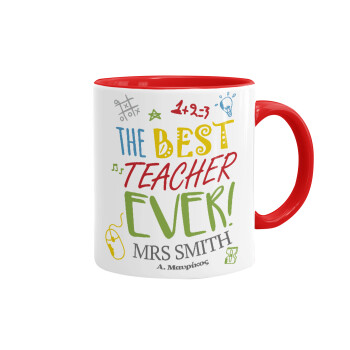 The best teacher ever!, Mug colored red, ceramic, 330ml