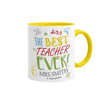 The best teacher ever!, Mug colored yellow, ceramic, 330ml