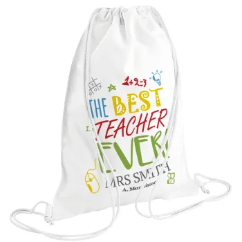The best teacher ever!, Backpack pouch GYMBAG white (28x40cm)