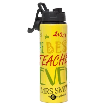 The best teacher ever!, Μεταλλικό παγούρι νερού με καπάκι ασφαλείας, αλουμινίου 850ml