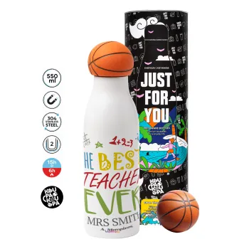The best teacher ever!, Bascetball Metal mug thermos, double wall, 550ml