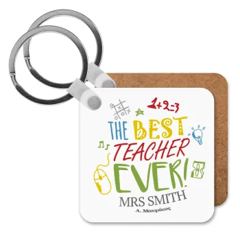 The best teacher ever!, Μπρελόκ Ξύλινο τετράγωνο MDF