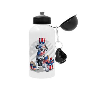 Happy 4th of July, Metal water bottle, White, aluminum 500ml