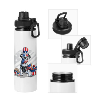 Happy 4th of July, Metal water bottle with safety cap, aluminum 850ml