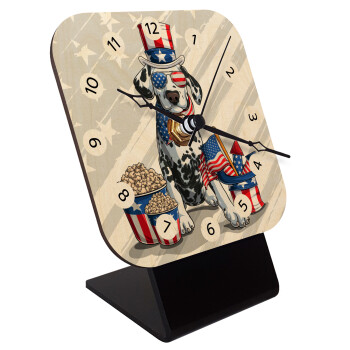 Happy 4th of July, Quartz Table clock in natural wood (10cm)