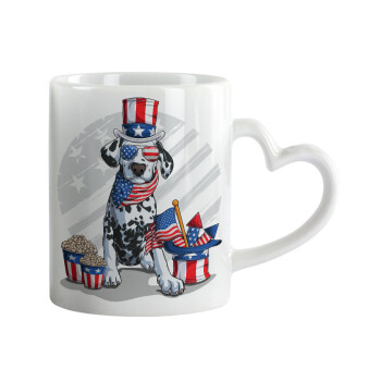Happy 4th of July, Mug heart handle, ceramic, 330ml