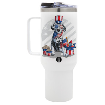 Happy 4th of July, Mega Stainless steel Tumbler with lid, double wall 1,2L