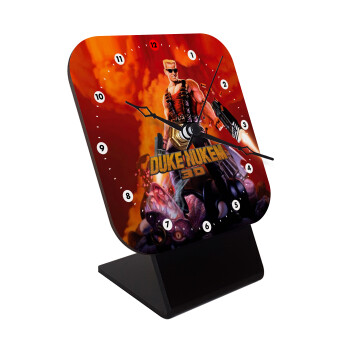 Duke nukem, Quartz Wooden table clock with hands (10cm)