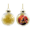 Transparent Christmas tree ball ornament with gold filling 8cm